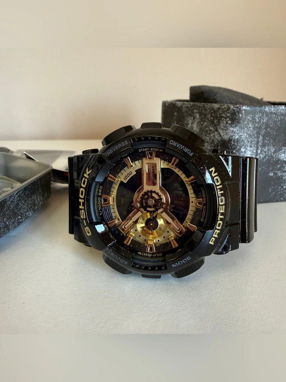 Casio G-Shock Black and Gold Analog-Digital Sport Watch GA110GB